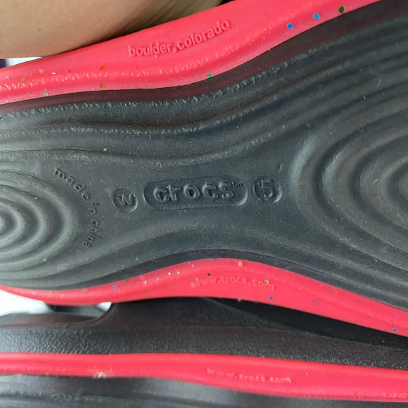 Crocs Womens 5 Black Pink Tone Skylar Slingback Flat Comfort Shoe - Picture 6 of 6